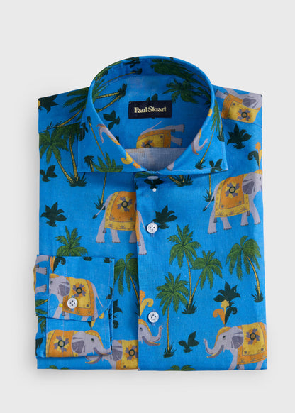 Linen Tropical Print Sport Shirt - Paul Stuart New
