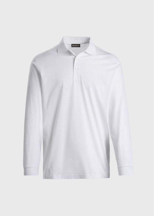Mercerized Cotton Long Sleeve Polo Shirt - Paul Stuart Smart Buy