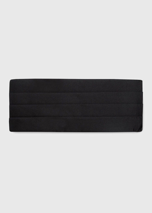Men's Silk Satin Cummerbund in Black - Paul Stuart - Paul Stuart New