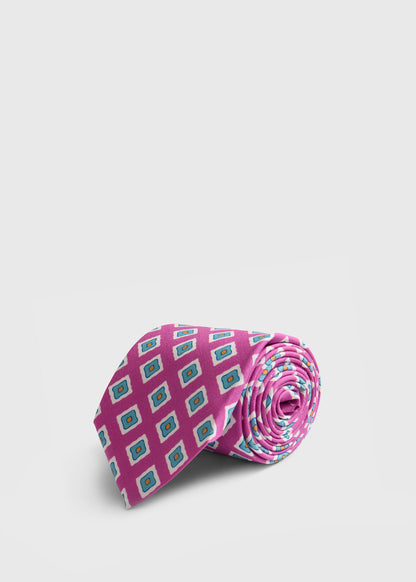Medallion Print Habotai Silk Tie - Paul Stuart Sale