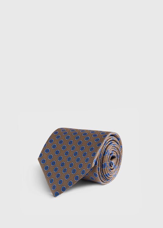 Silk Geometric Rosette Medallion Tie - Paul Stuart New