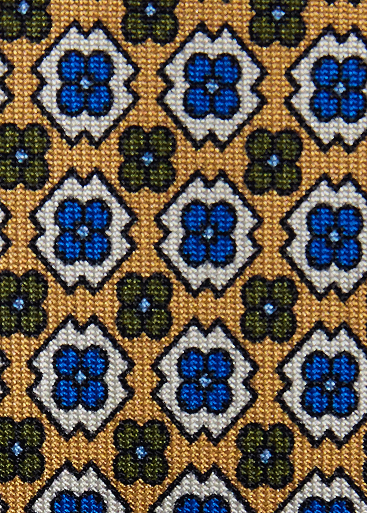 Silk Geometric Floral Medallion Tie - Paul Stuart New