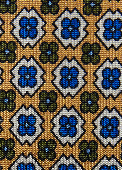 Silk Geometric Floral Medallion Tie - Paul Stuart New