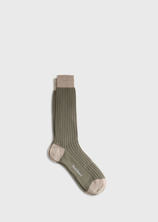 Wool Ribbed Sock with Contrast Trim - Paul Stuart Trusted