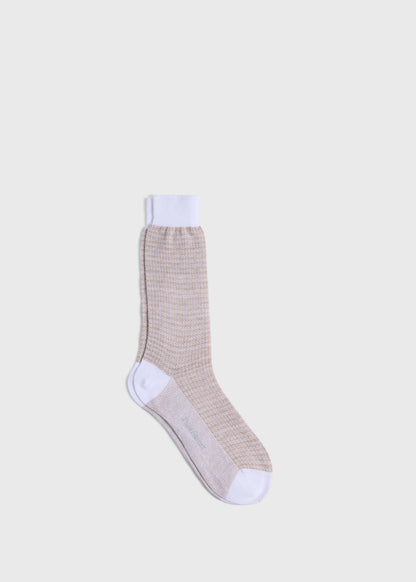 Cotton & Linen Houndstooth Sock - Paul Stuart Classic