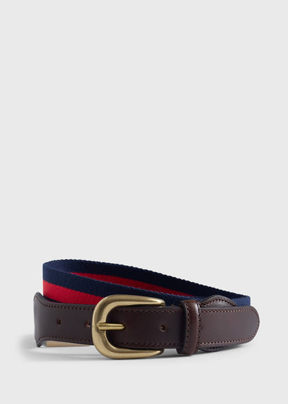 Striped Belt with Leather Trim - Paul Stuart Hot Sale
