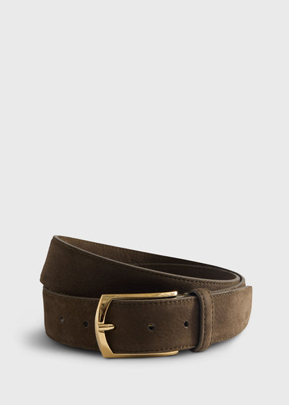 Nubuck Suede Belt with Gold Buckle - Paul Stuart Top Pick