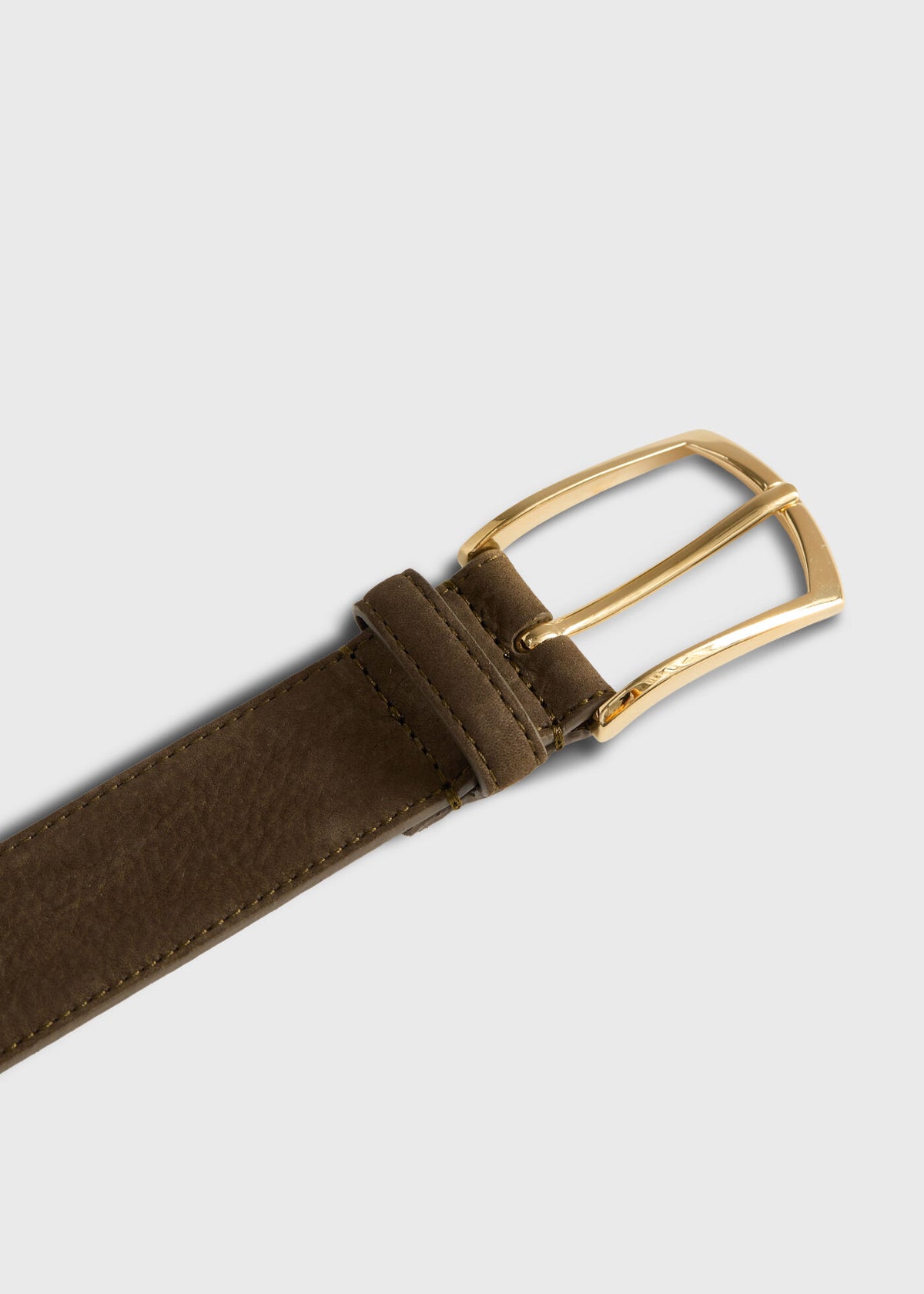Nubuck Suede Belt with Gold Buckle - Paul Stuart Top Pick