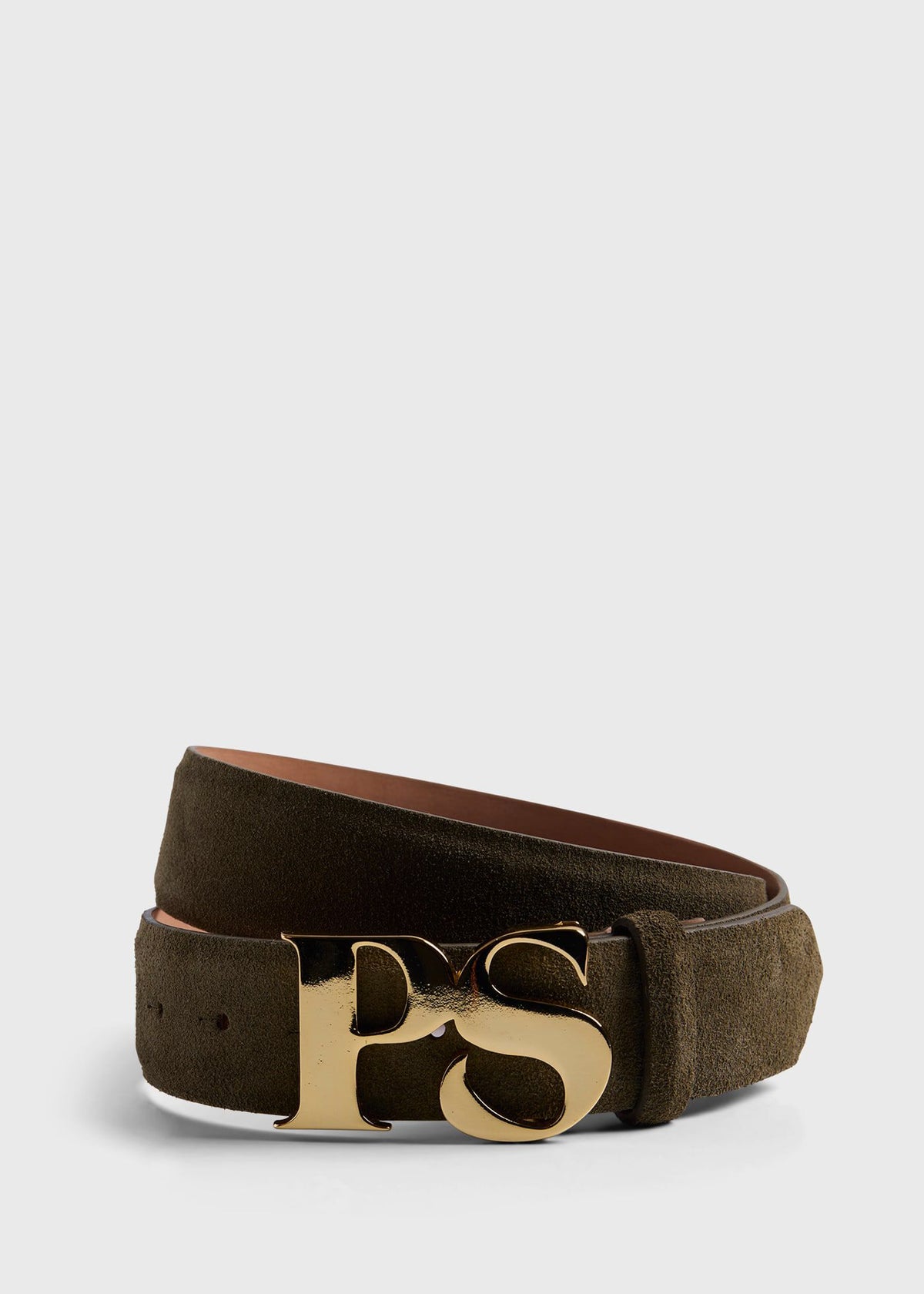 PS Brass Logo Suede Belt - Paul Stuart Premium