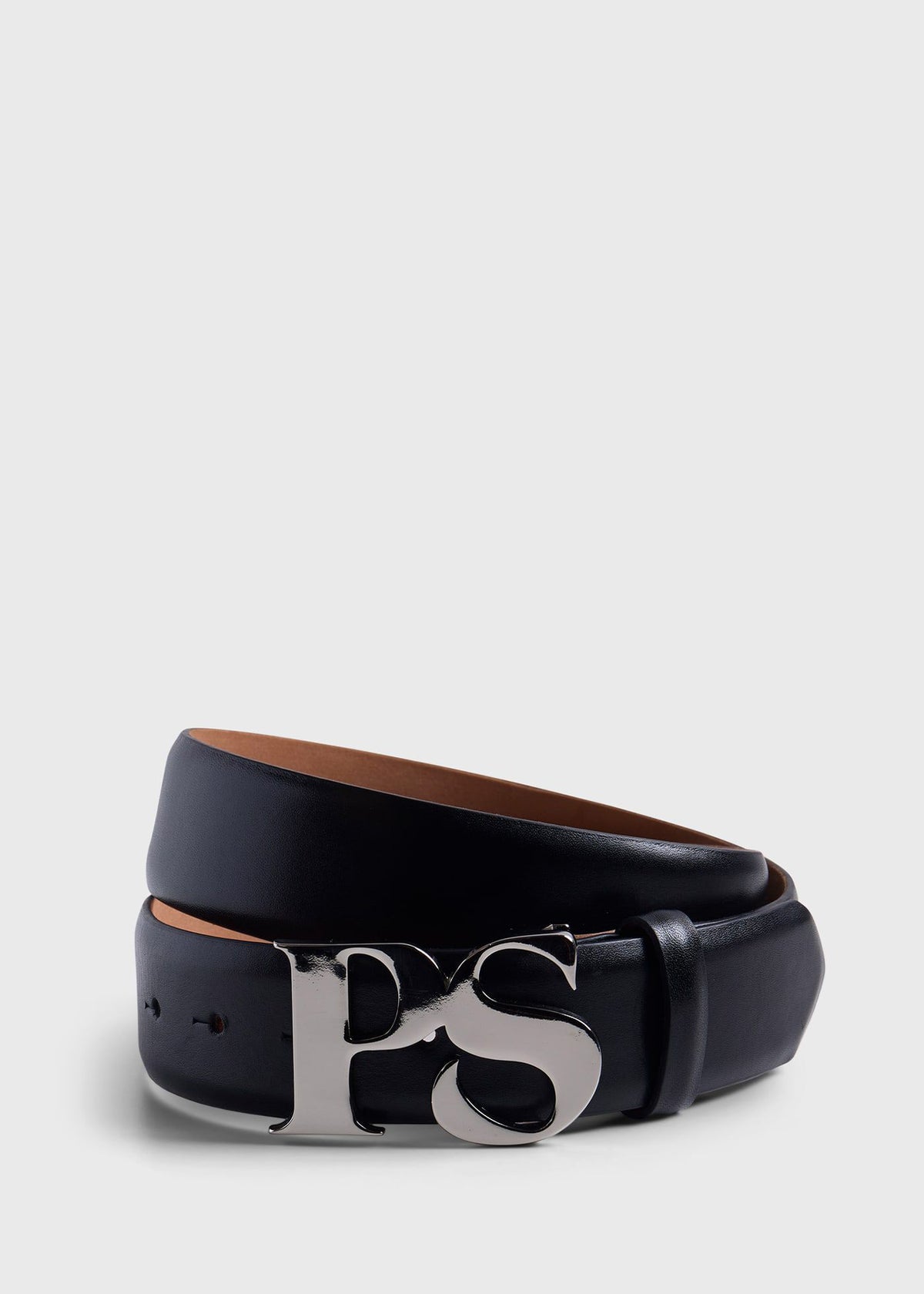 PS Nickel Logo Leather Belt - Paul Stuart Quality