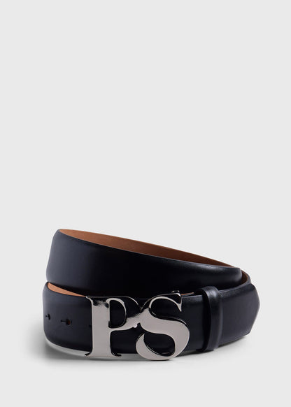 PS Nickel Logo Leather Belt - Paul Stuart Quality