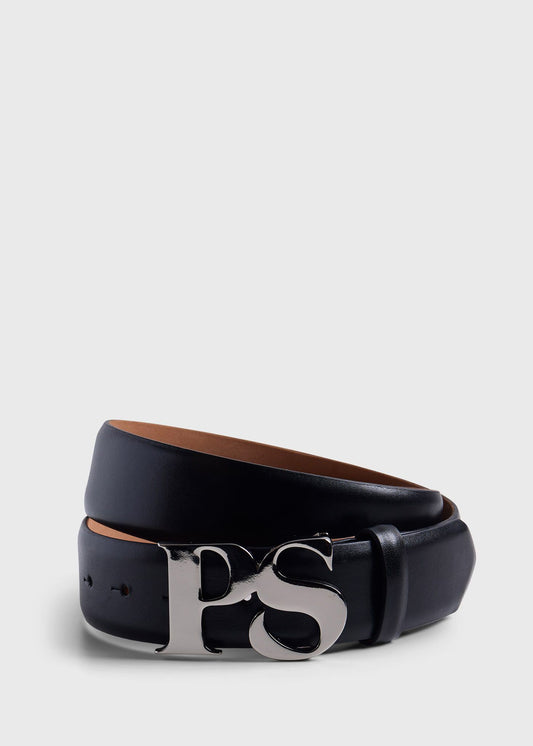 PS Nickel Logo Leather Belt - Paul Stuart Quality