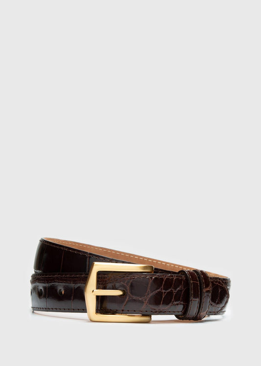 Men's Glazed Alligator Belt in Dark Brown - Paul Stuart - Paul Stuart Top Pick