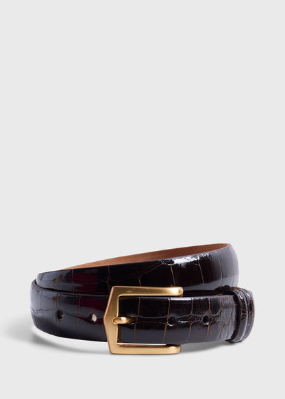 Men's Glazed Alligator Belt in Dark Brown - Paul Stuart - Paul Stuart Top Pick