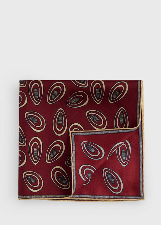 Printed Silk Deco Pocket Square - Paul Stuart Latest