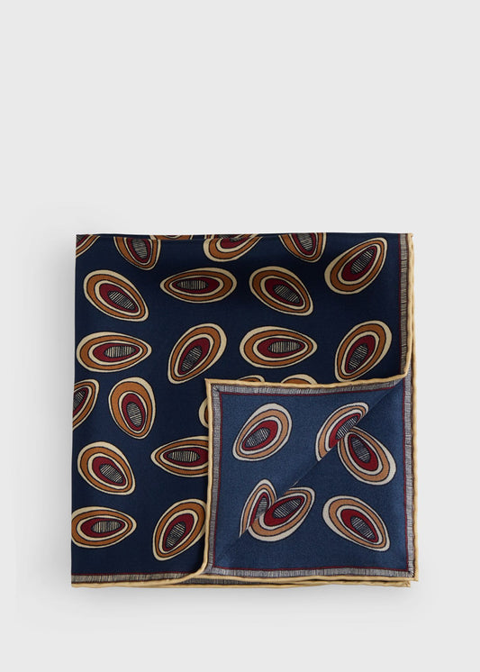 Printed Silk Deco Pocket Square - Paul Stuart Premium
