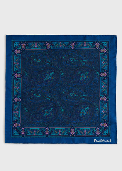 Printed Silk Paisley Pocket Square - Paul Stuart Premium