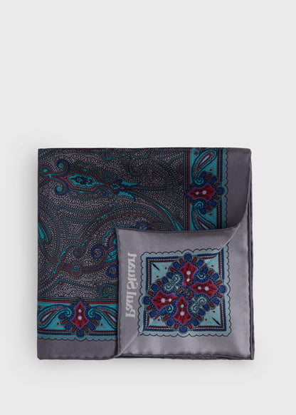 Printed Silk Paisley Pocket Square - Paul Stuart Smart Buy