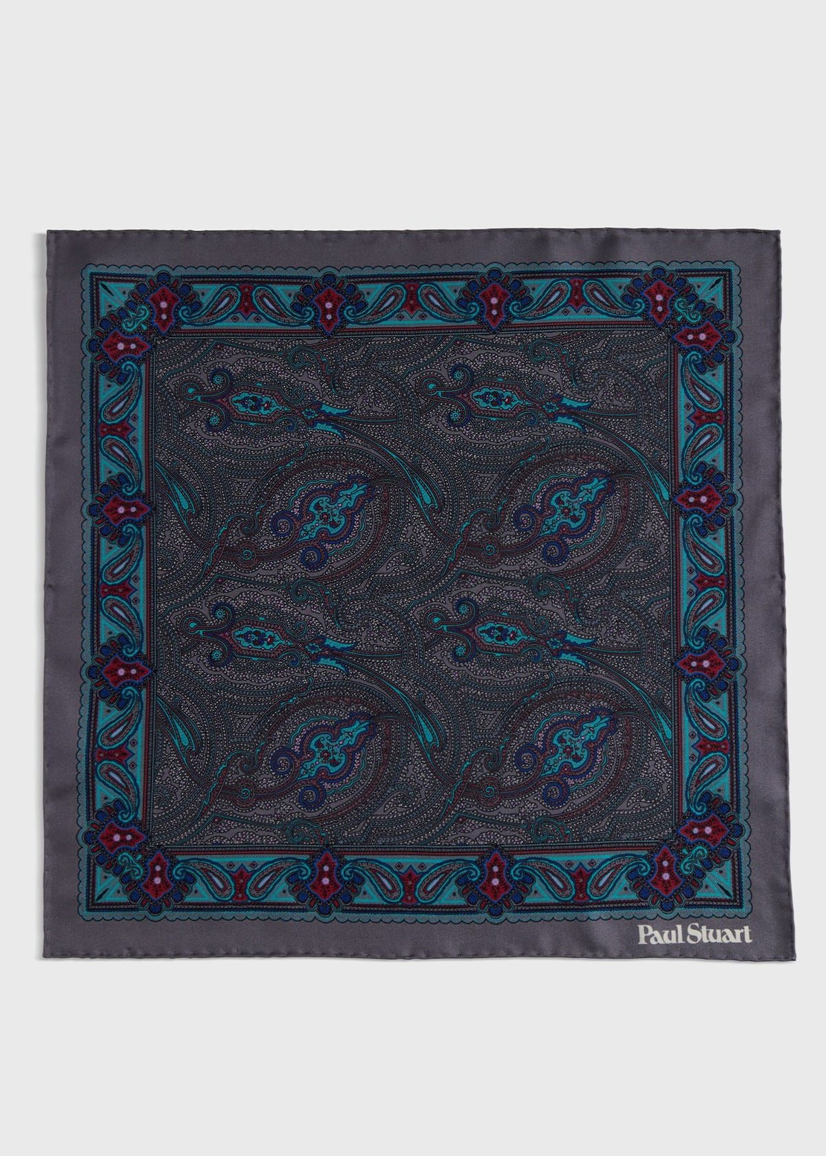 Printed Silk Paisley Pocket Square - Paul Stuart Smart Buy