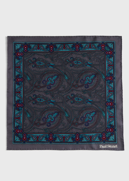 Printed Silk Paisley Pocket Square - Paul Stuart Smart Buy