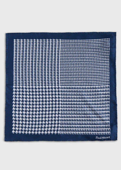 Printed Silk Large Houndstooth Pocket Square - Paul Stuart Deals