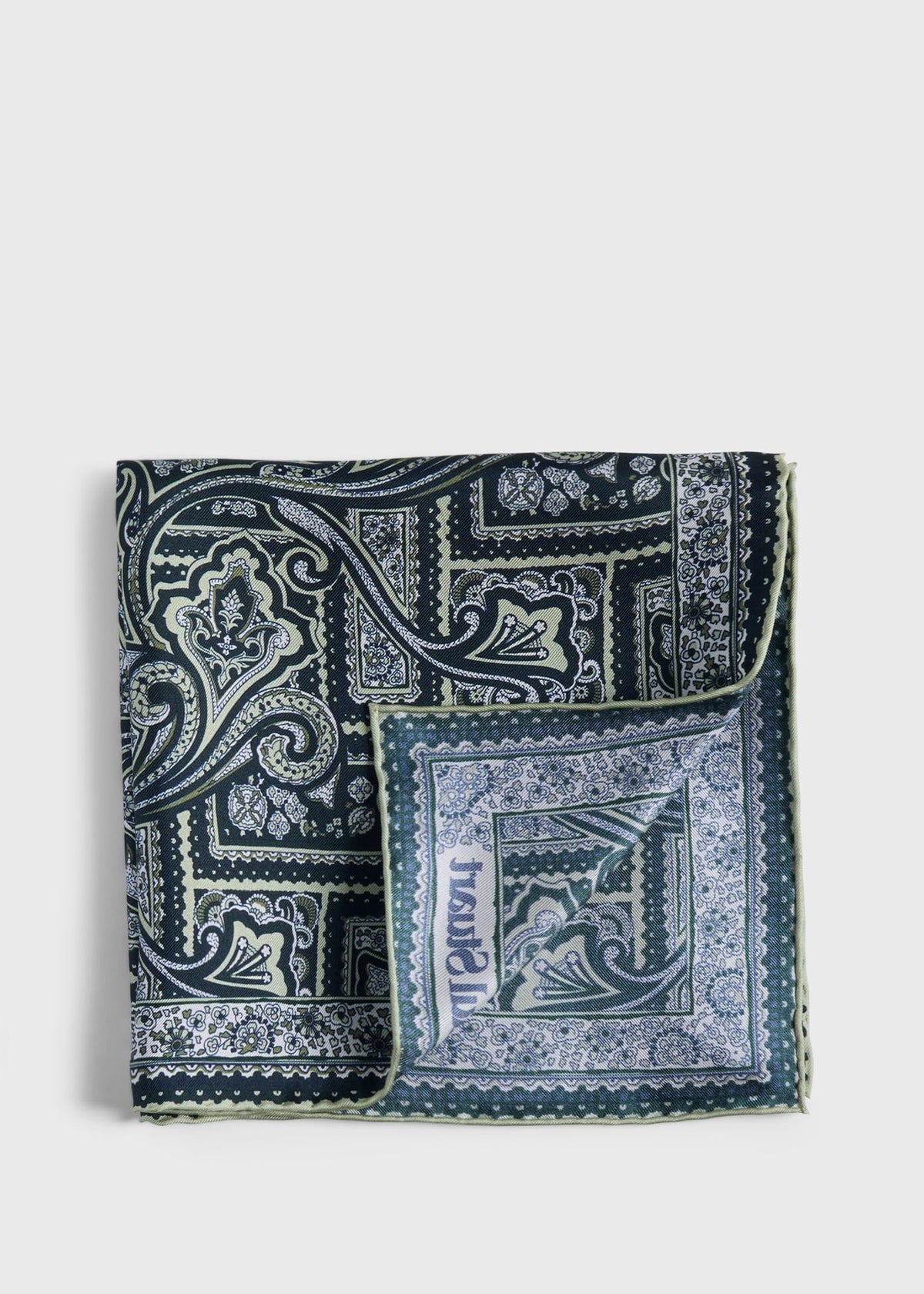 Printed Silk Paisley Pocket Square - Paul Stuart Featured
