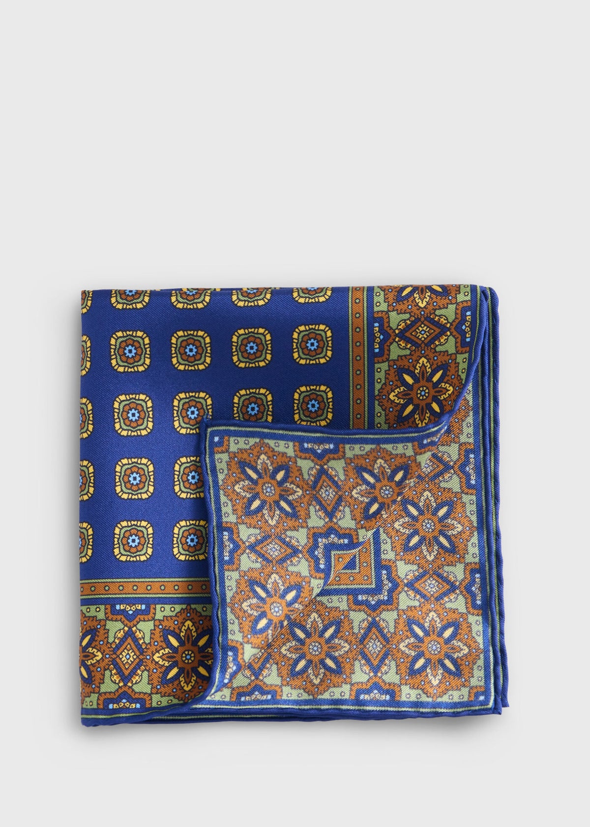 Medallion Print Pocket Square - Paul Stuart Sale