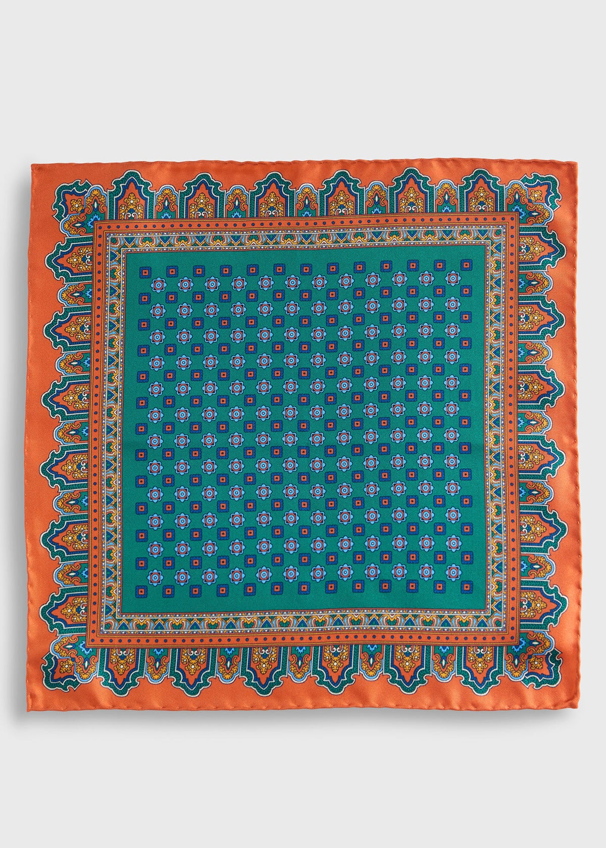 Medallion Print Pocket Square - Paul Stuart Sale
