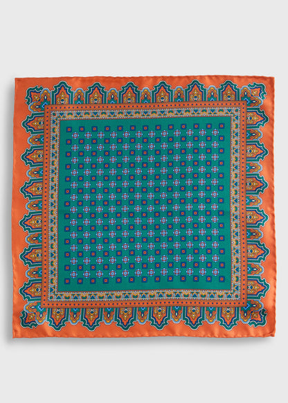 Medallion Print Pocket Square - Paul Stuart Sale
