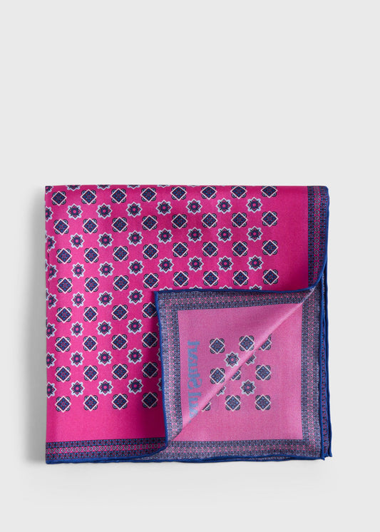Printed Silk Medallion Pocket Square - Paul Stuart New