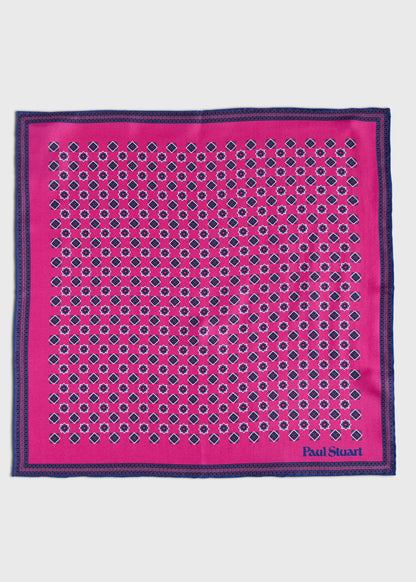 Printed Silk Medallion Pocket Square - Paul Stuart New