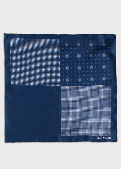 Printed Silk Glenn Plaid Pocket Square - Paul Stuart Classic