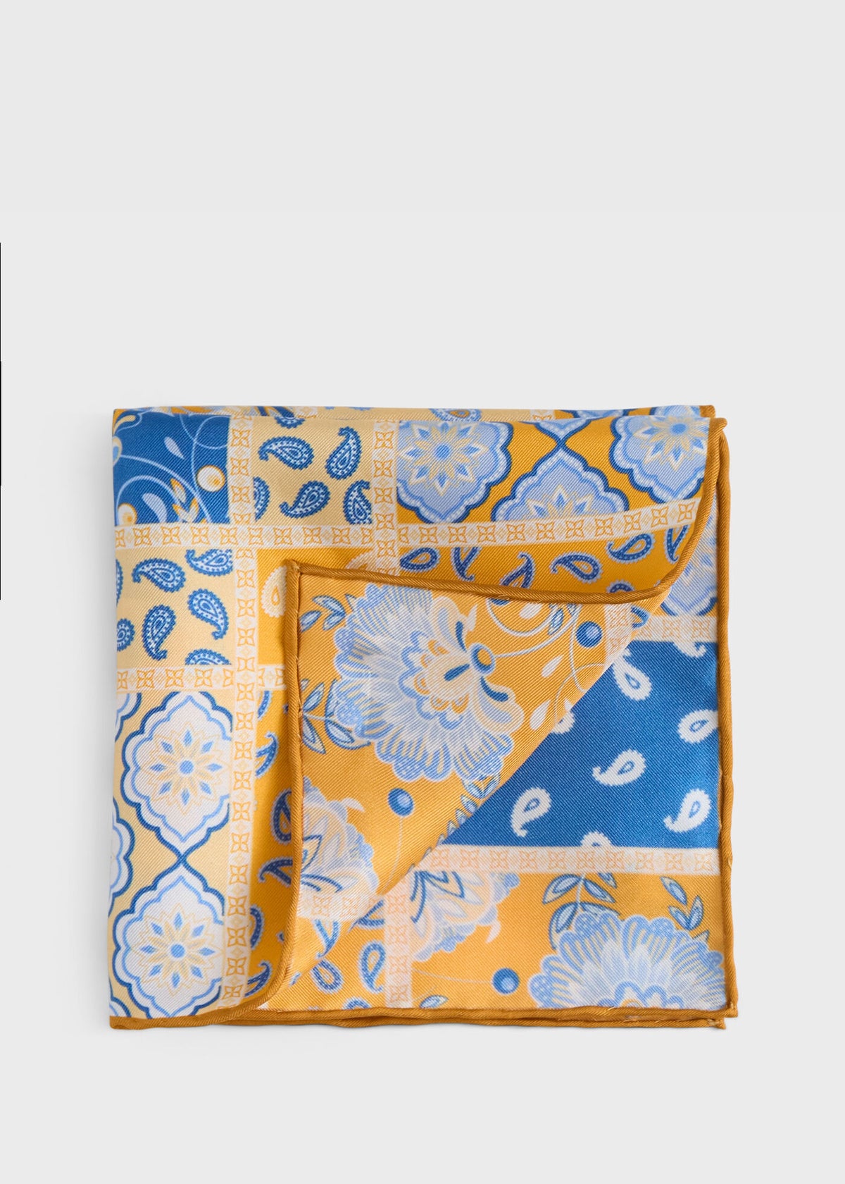 Printed Silk Patchwork Pocket Square - Paul Stuart Quality
