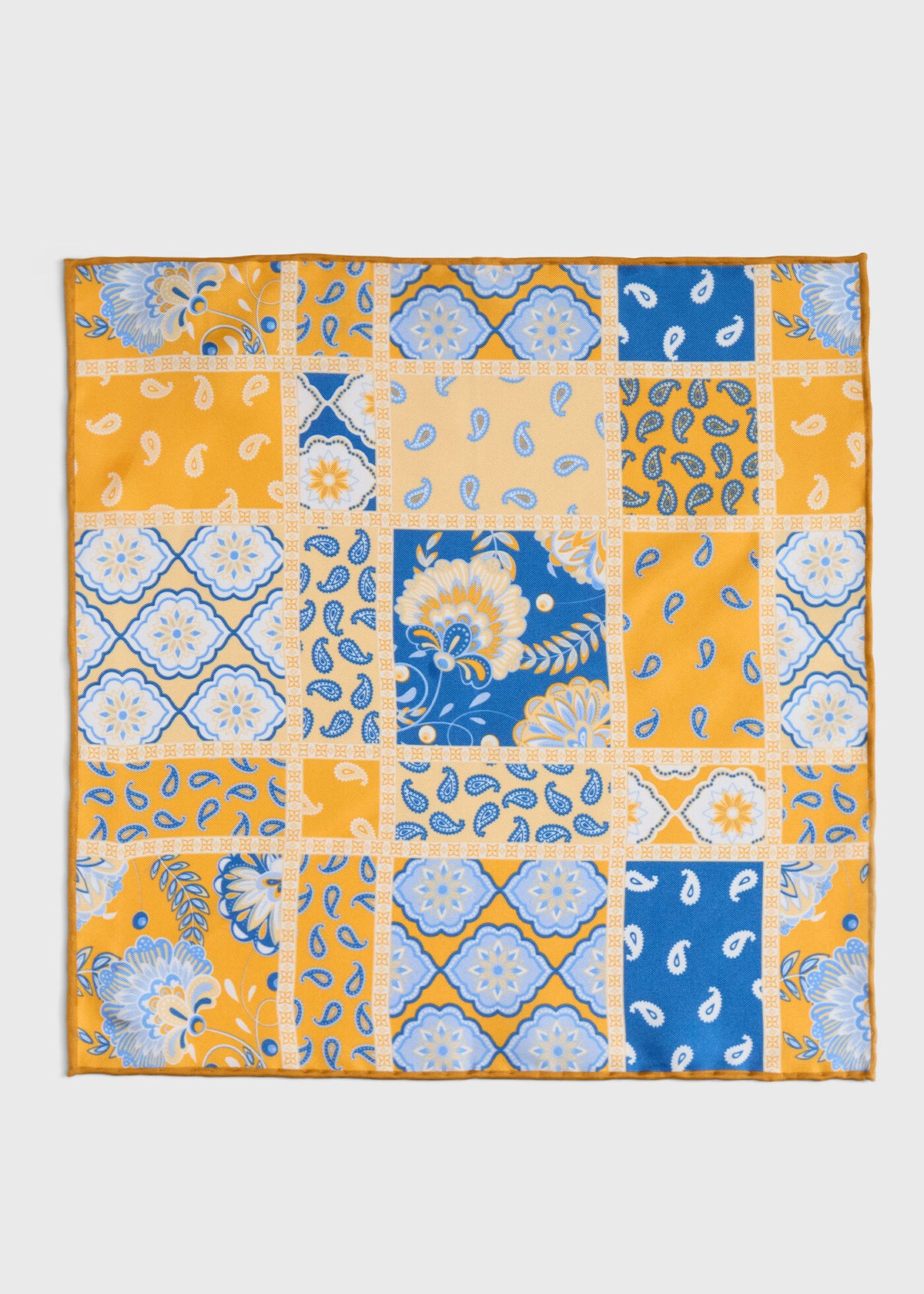 Printed Silk Patchwork Pocket Square - Paul Stuart Quality