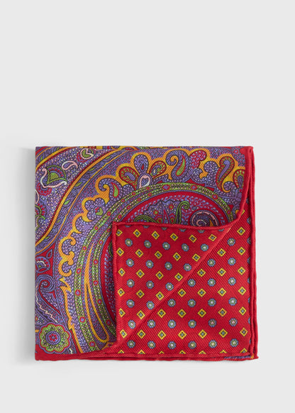 Printed Silk Paisley Pocket Square - Paul Stuart Latest