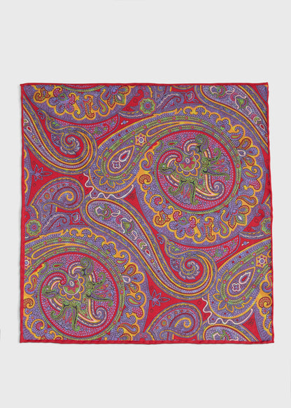 Printed Silk Paisley Pocket Square - Paul Stuart Latest