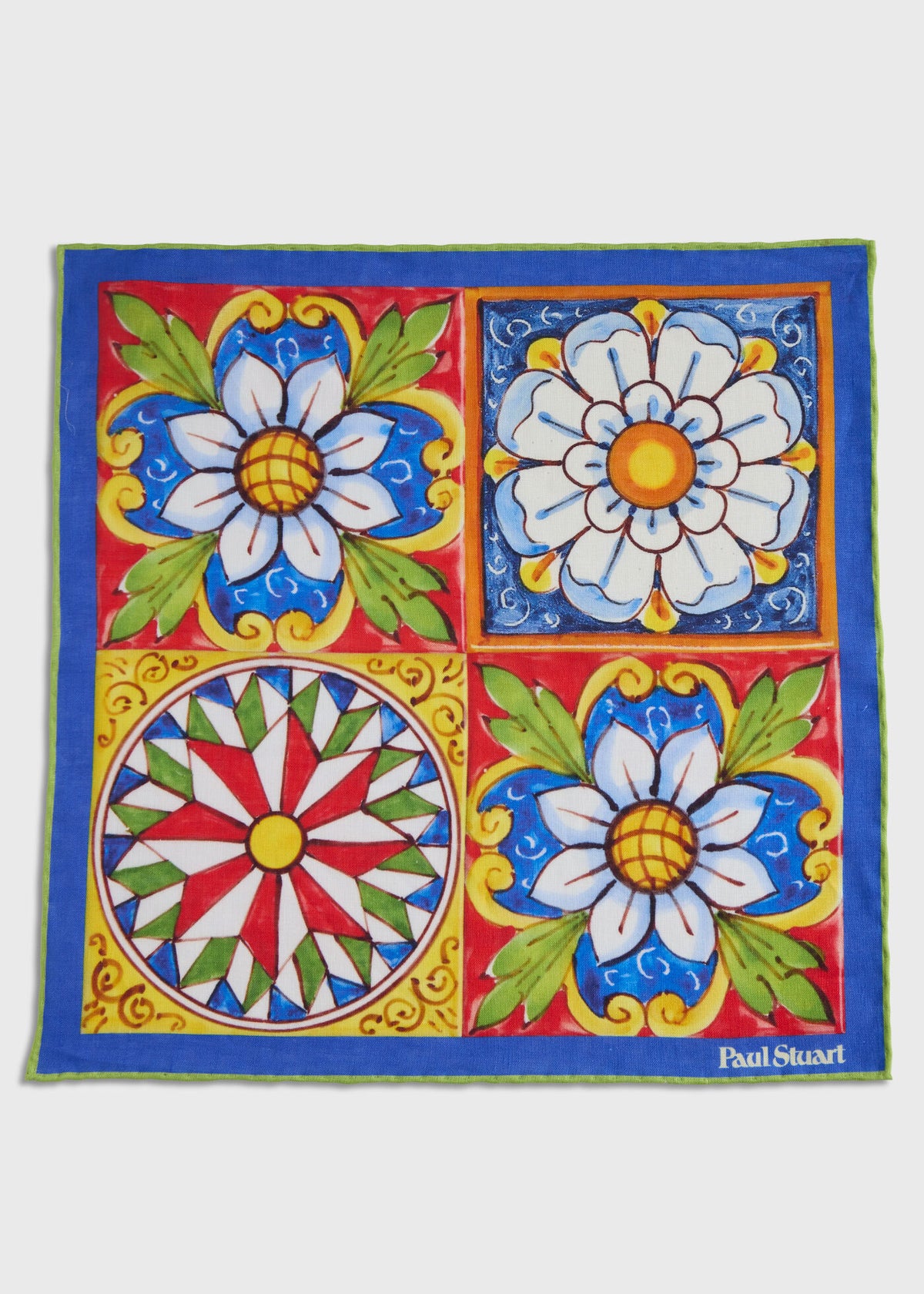 Linen Mediterranean Tile Pocket Square - Paul Stuart Quality