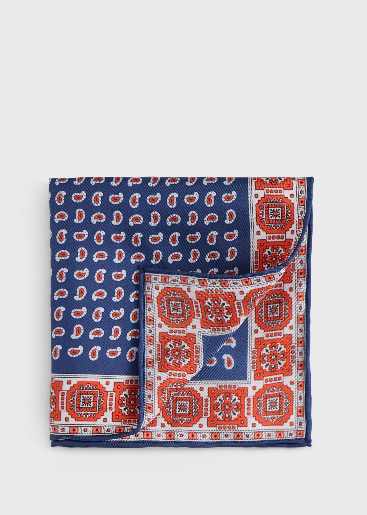 Printed Silk Geometric Pocket Square - Paul Stuart Special Offer