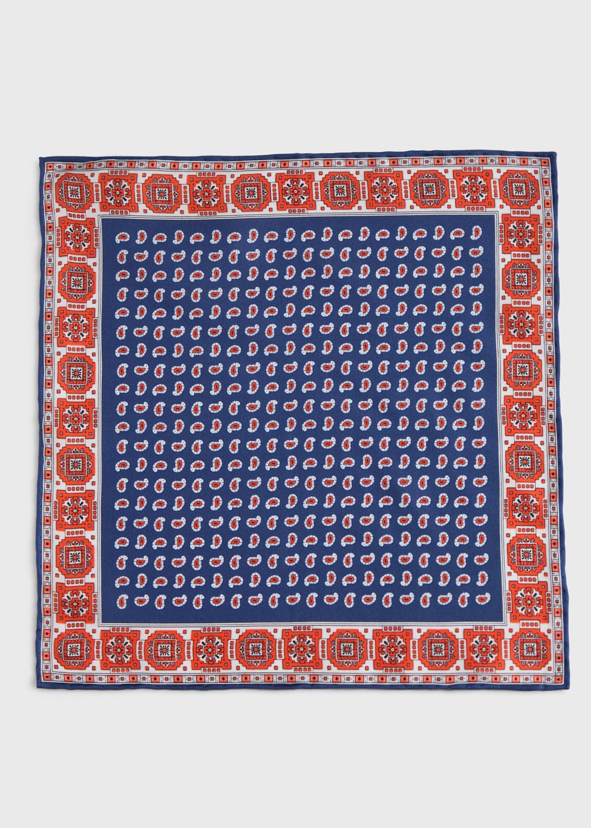 Printed Silk Geometric Pocket Square - Paul Stuart Special Offer