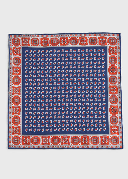 Printed Silk Geometric Pocket Square - Paul Stuart Special Offer