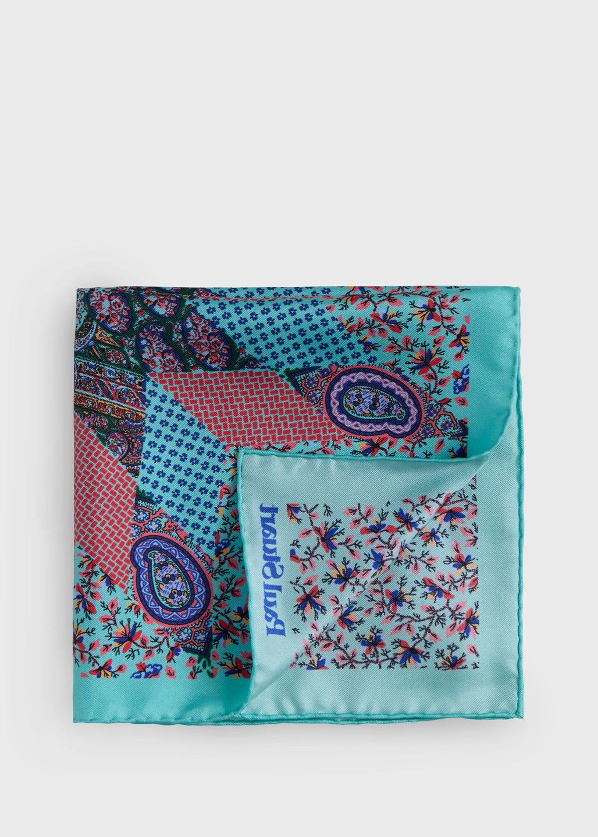 Printed Silk Floral Paisley Pocket Square - Paul Stuart New