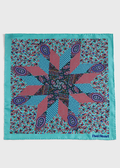 Printed Silk Floral Paisley Pocket Square - Paul Stuart New