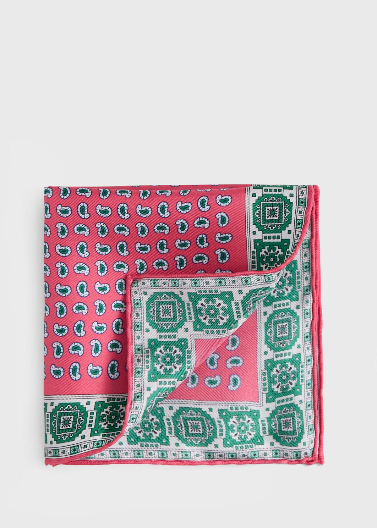 Printed Silk Geometric Pocket Square - Paul Stuart Classic