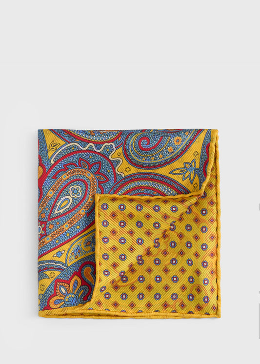 Printed Silk Paisley Pocket Square - Paul Stuart Recommended