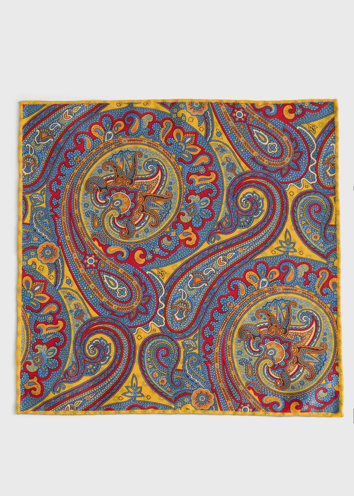 Printed Silk Paisley Pocket Square - Paul Stuart Recommended