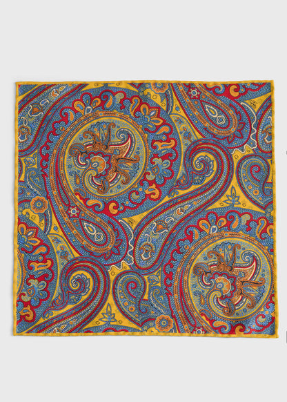 Printed Silk Paisley Pocket Square - Paul Stuart Recommended