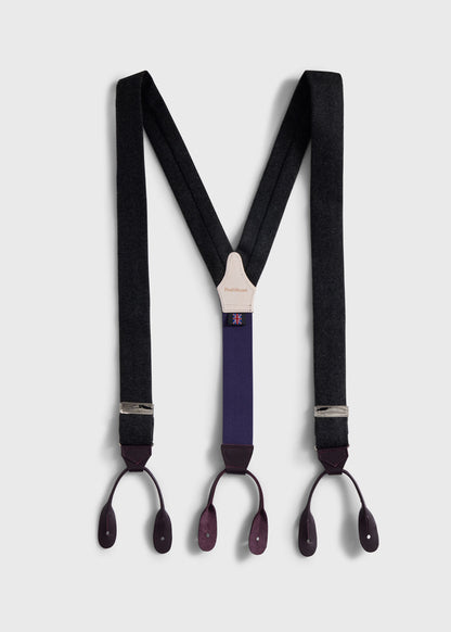 Contrast Leather Trim Suspenders - Paul Stuart Exclusive