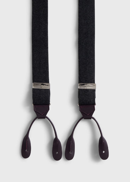 Contrast Leather Trim Suspenders - Paul Stuart Exclusive