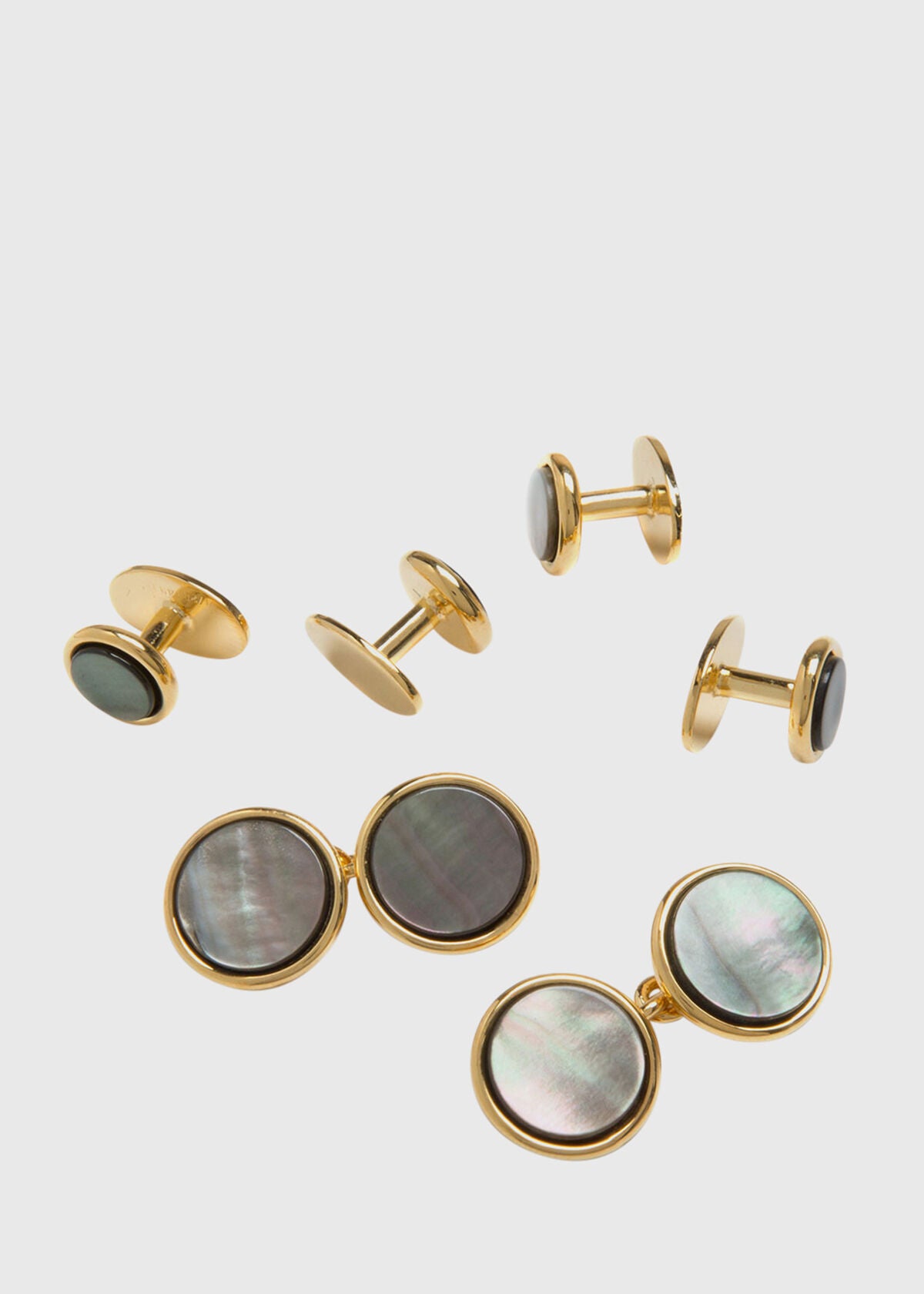 Double Round Gold & Mother of Pearl Stud Set - Paul Stuart Best Price