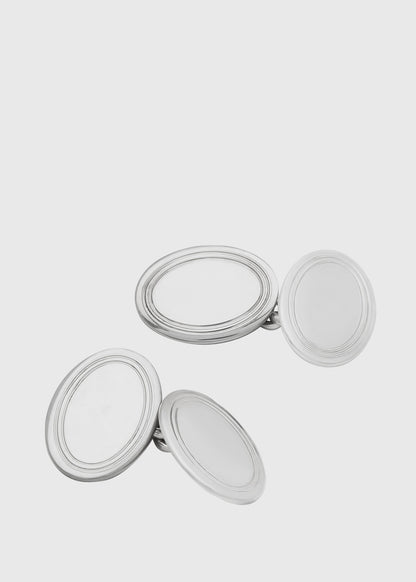 Sterling Silver Double Oval Cuff Links - Paul Stuart Featured